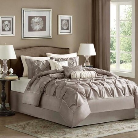 Madison Park Madison Park MP10-251 Madison Park Laurel Comforter Set; Taupe - Queen MP10-251